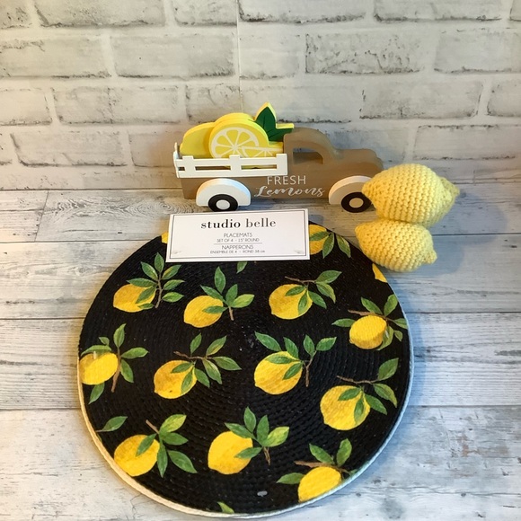 Studio Belle Set Of 4 Braided Lemons Placemats - Picture 1 of 4